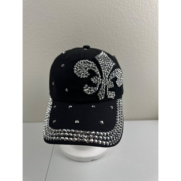 Rhinestone Fleur De Lis Baseball Cap - Sparkle & Shine Like A Disco Ball! Adjust - Picture 2 of 8